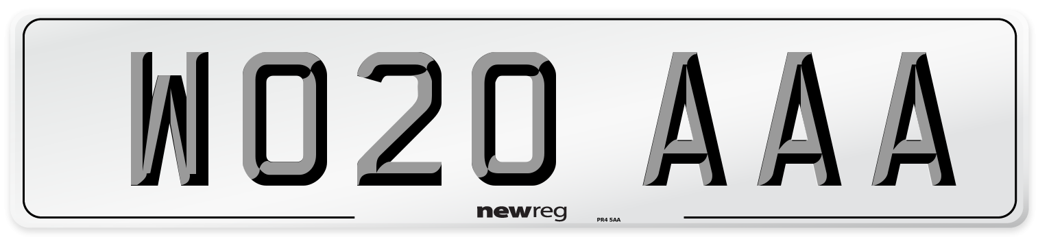 WO20 AAA Number Plate from New Reg